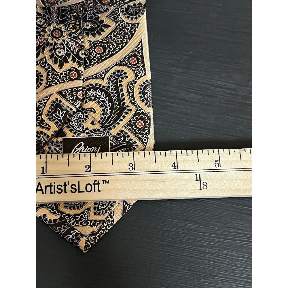 Brioni Men's‎ Paisley Tie, Burgundy And Pink  100% Silk, Italy